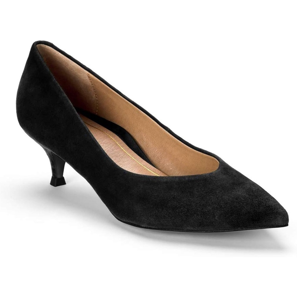 NWOT Vionic Black Suede Josie Pointed Toe Kitten Heel‎ - 6